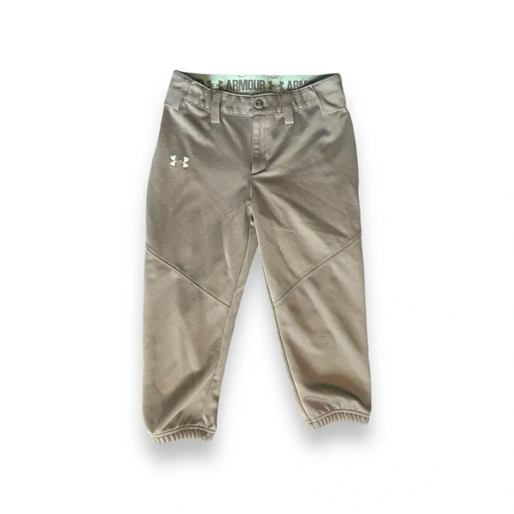 Under Armour Youth Medium Baseball Pants Gray Elastic Hem HeatGear - Picture 9 of 10